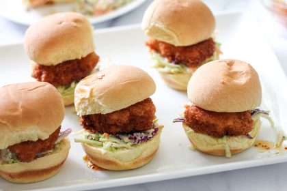 Fried Chicken Sliders Recipe With Simple Coleslaw And Hot Honey