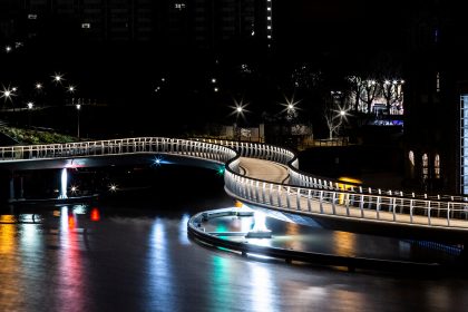 Castle Bridge At Finzels Reach In Bristol City Centre By Night